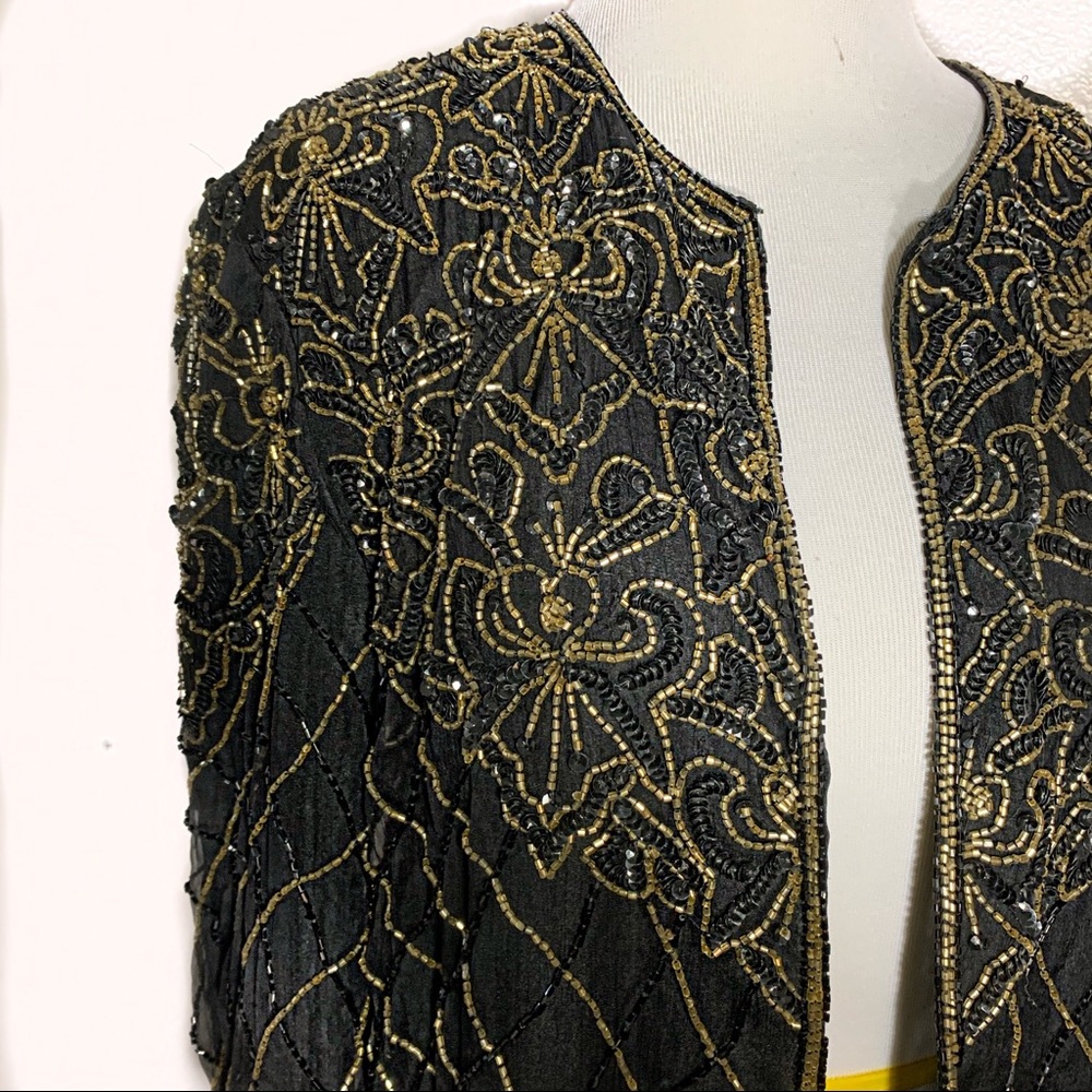 Black Silk Beaded Cardigan
